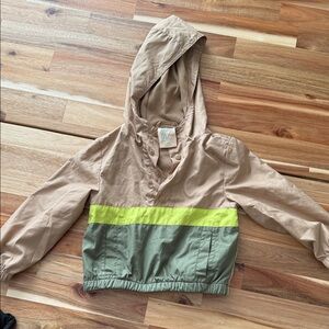 Hooded Jacket with Green and Yellow Stripe